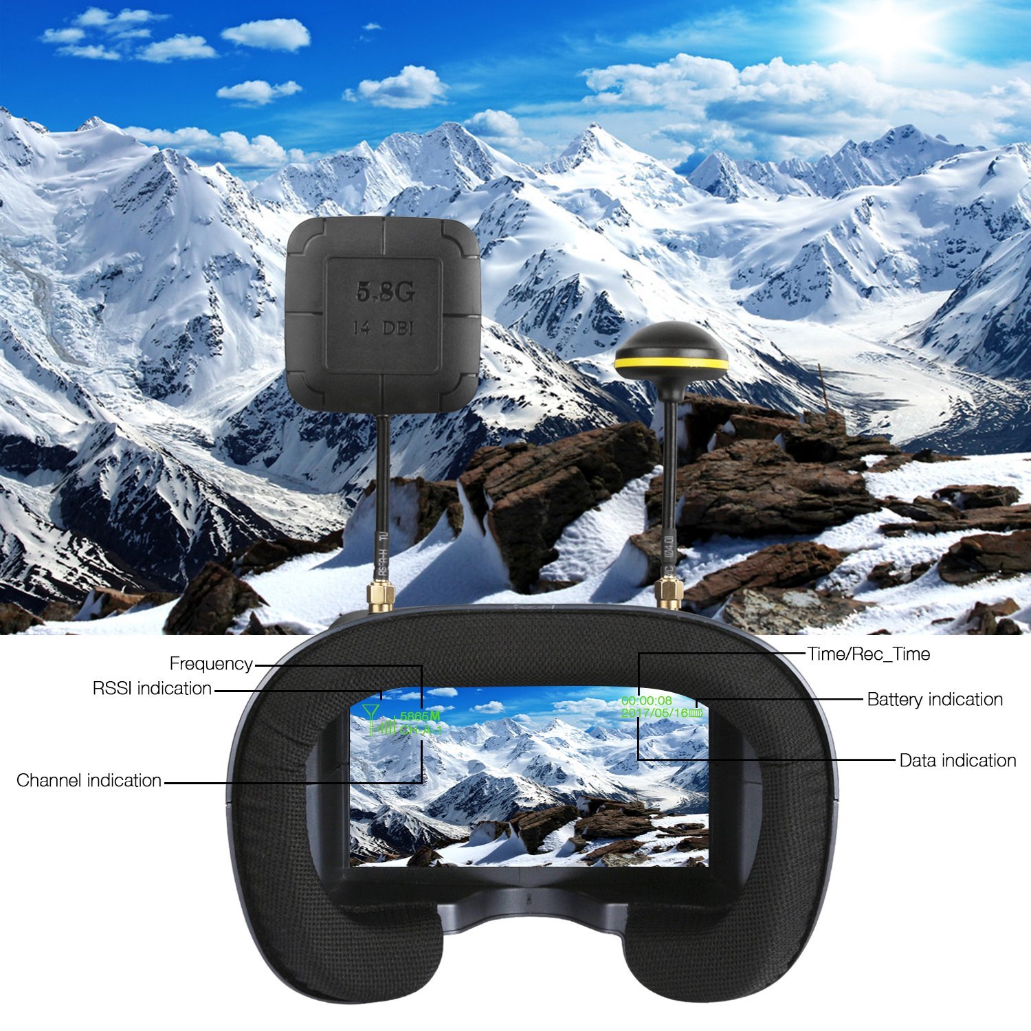 008D 5.8G 40CH 4.3 Inch 800*48 - đánh giá và giá Skyzone Sky04O Pro Fpv Goggles